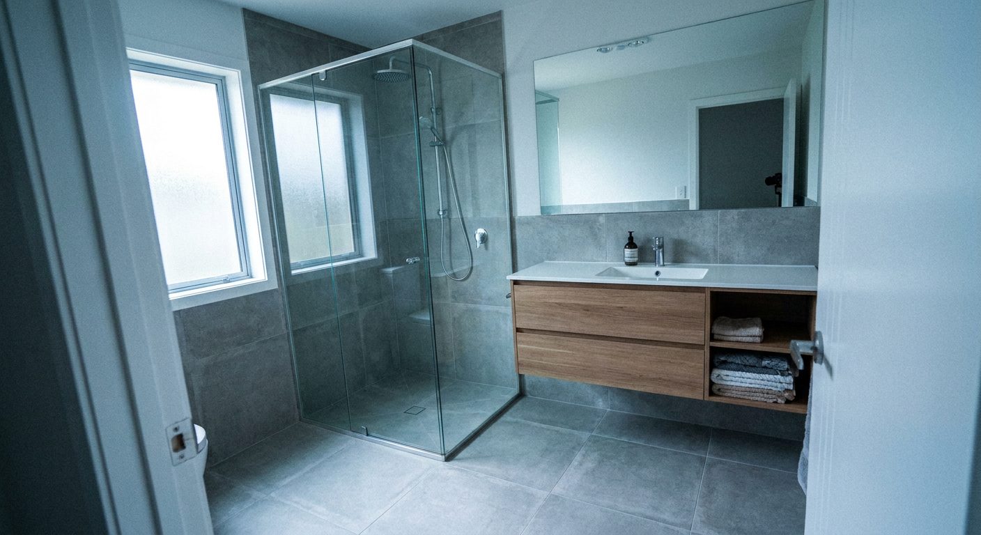 Rénovation de salle de bain avec douche vitrée